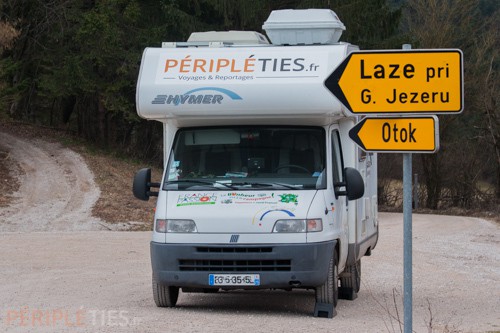 Camping-car Péripléties près du lac de Cerknica en Slovénie en 2016