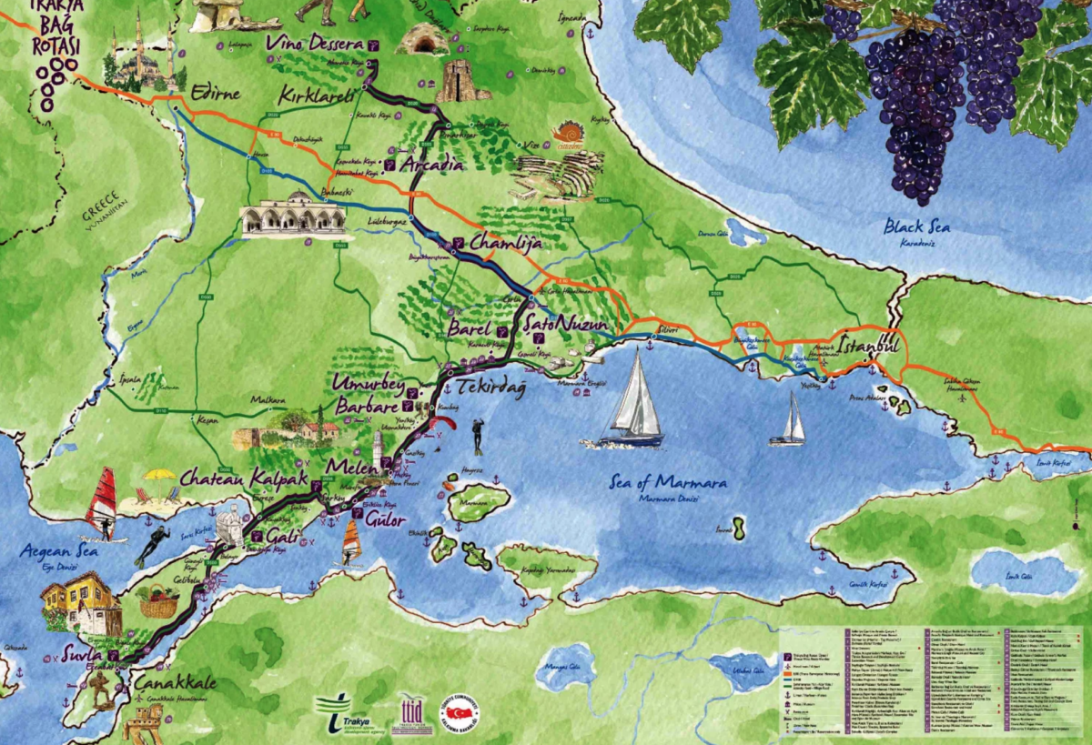 Carte de la route des vins en Tuquie, 