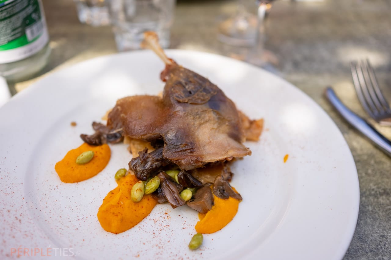 Assiette de confit de canard au restaurant Le Gourmet Quercynois à Saint-Cirq-Lapopie dans le Lot