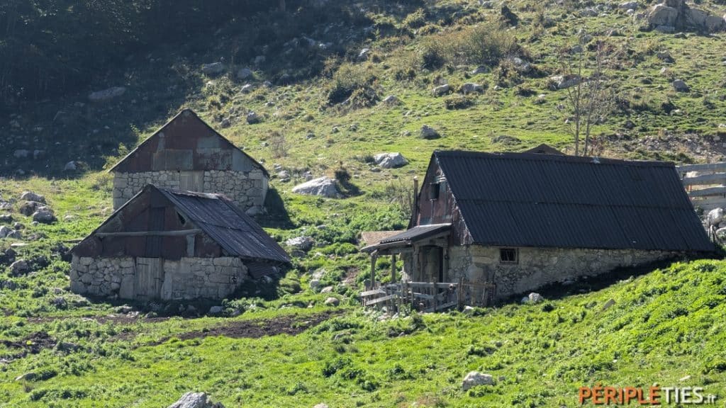 Chalets de bergers dans un alpage préservé des Alpes juliennes